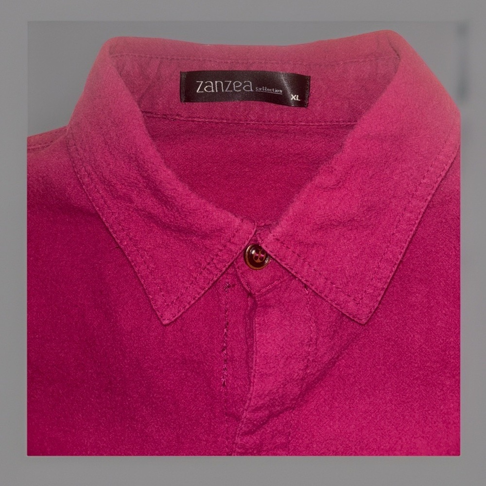 Zanzea Collection Linen Shirt Men's XL Casual Button Down Plum Long Sleeves